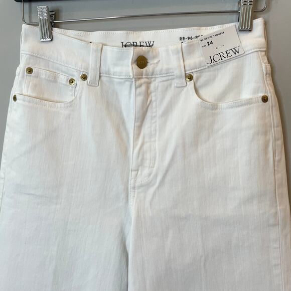 J.Crew 1996 Updated Denim Trouser Pant Wide Leg Dressy Date Trip CH679 White 24 - Picture 3 of 16